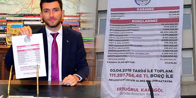 MHP'li Başkan, Ak Parti'den aldığı belediyenin borcunu pankart yaptı