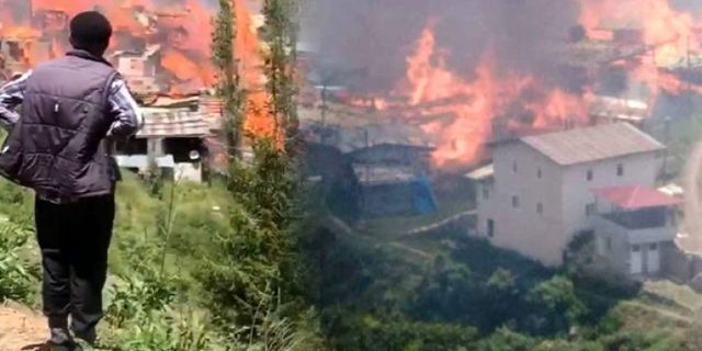 Artvin'de Yangın Çıktı! Köy Evleri Alevlere Teslim Oldu