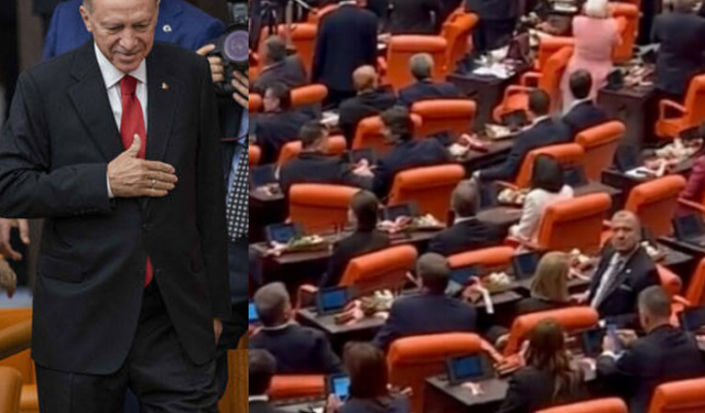 Meclis açılışına damga vuran tepki! CHP, İYİ Parti ve HDP Erdoğan gelince ayağa kalkmadı